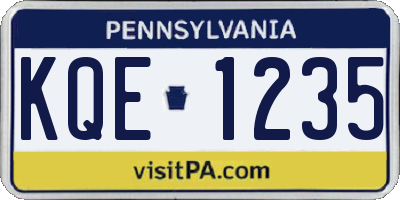 PA license plate KQE1235