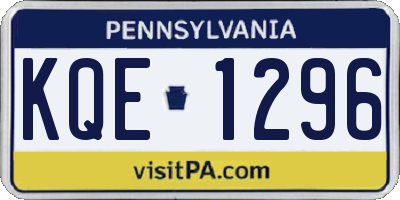 PA license plate KQE1296