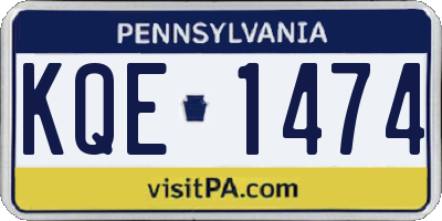 PA license plate KQE1474