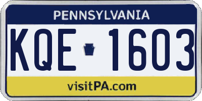 PA license plate KQE1603