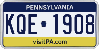 PA license plate KQE1908