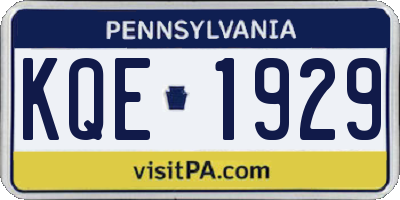 PA license plate KQE1929
