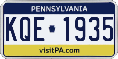 PA license plate KQE1935