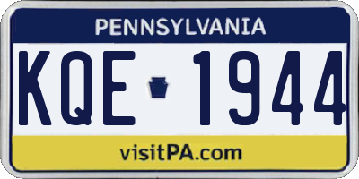 PA license plate KQE1944