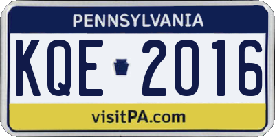 PA license plate KQE2016