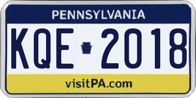 PA license plate KQE2018