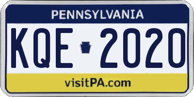 PA license plate KQE2020