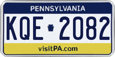 PA license plate KQE2082