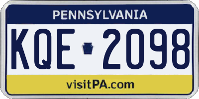 PA license plate KQE2098