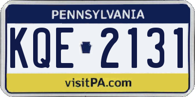 PA license plate KQE2131