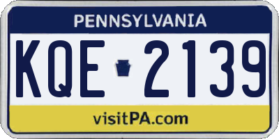 PA license plate KQE2139