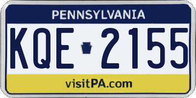 PA license plate KQE2155