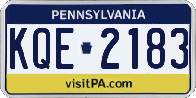 PA license plate KQE2183