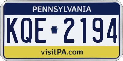 PA license plate KQE2194
