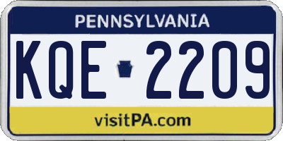 PA license plate KQE2209
