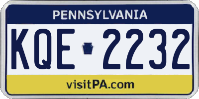 PA license plate KQE2232