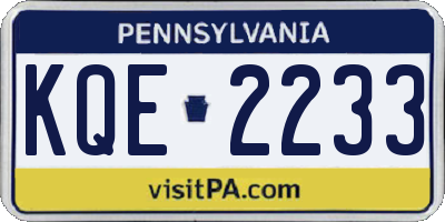 PA license plate KQE2233