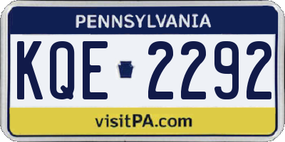 PA license plate KQE2292
