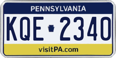PA license plate KQE2340