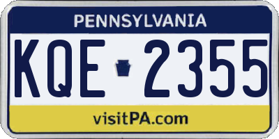 PA license plate KQE2355