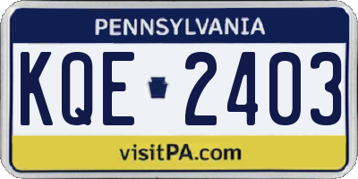 PA license plate KQE2403