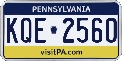 PA license plate KQE2560