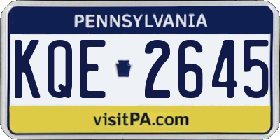 PA license plate KQE2645