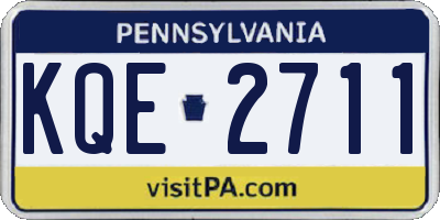 PA license plate KQE2711