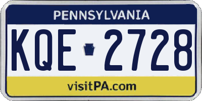 PA license plate KQE2728