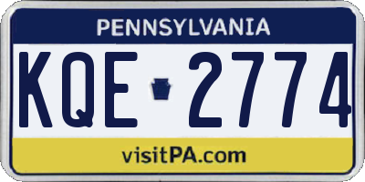 PA license plate KQE2774