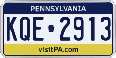 PA license plate KQE2913