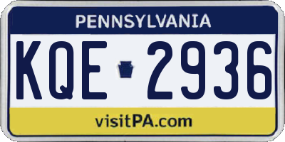 PA license plate KQE2936