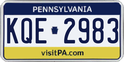 PA license plate KQE2983