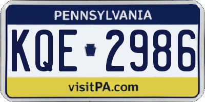 PA license plate KQE2986
