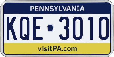PA license plate KQE3010