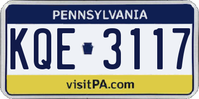 PA license plate KQE3117