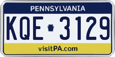 PA license plate KQE3129