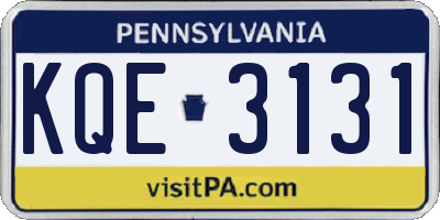 PA license plate KQE3131