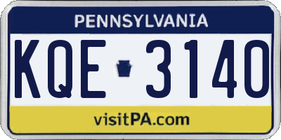 PA license plate KQE3140