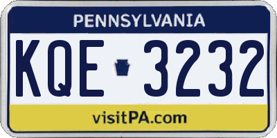 PA license plate KQE3232