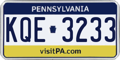 PA license plate KQE3233