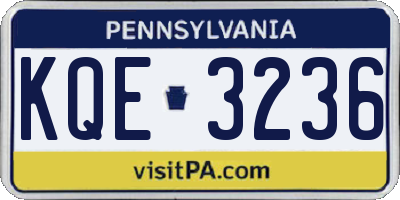 PA license plate KQE3236