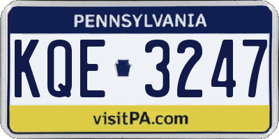 PA license plate KQE3247
