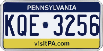 PA license plate KQE3256