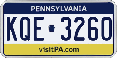 PA license plate KQE3260
