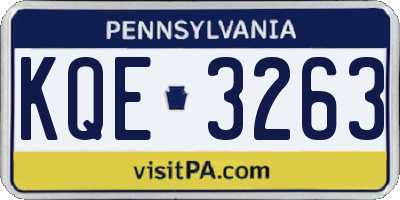 PA license plate KQE3263