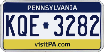 PA license plate KQE3282