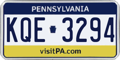 PA license plate KQE3294