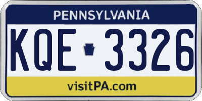 PA license plate KQE3326