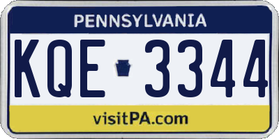 PA license plate KQE3344